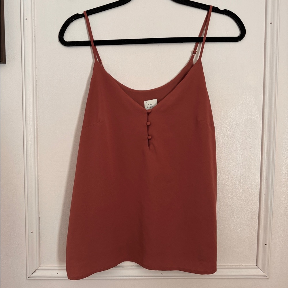 A NEW DAY burnt orange minimalist chic tank 90s summer size small Parisian